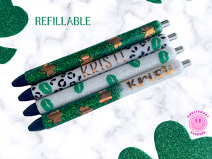 St. Patrick's Day Glitter Pen//Refillable Pen