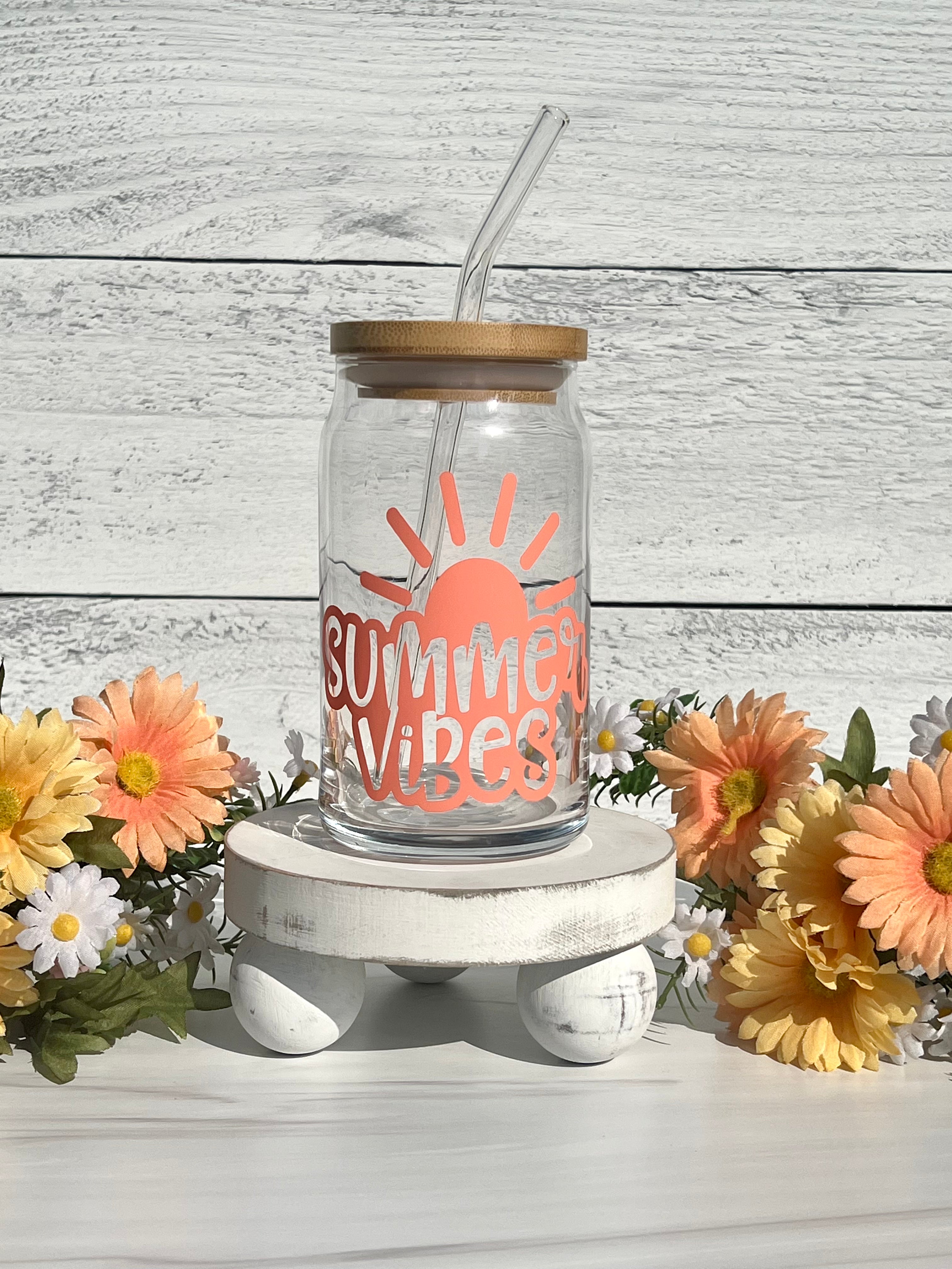 Glass Cup | Cute Glass Cup | Happy Quote | Iced Coffee Glass | Soda Can  Glass | Beer Can Glass | Aesthetic Glass Cup | Cup Of Happy Glass