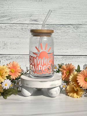 SUMMER VIBES 16 OZ. GLASS CAN CUP