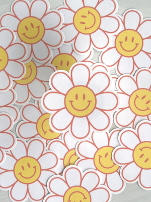 SMILEY FACE DAISY WATERPROOF STICKER