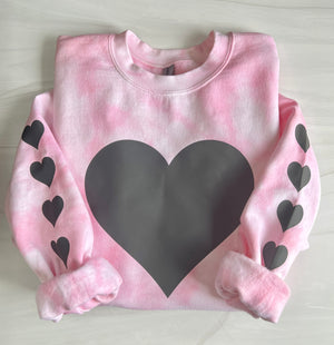 Pink Tie Dye Heart Valentine Crewneck Sweatshirt