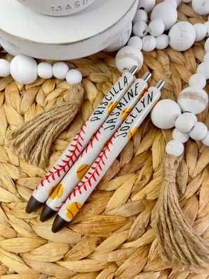 Personalized Softball Glitter Pen//Refillable Pen